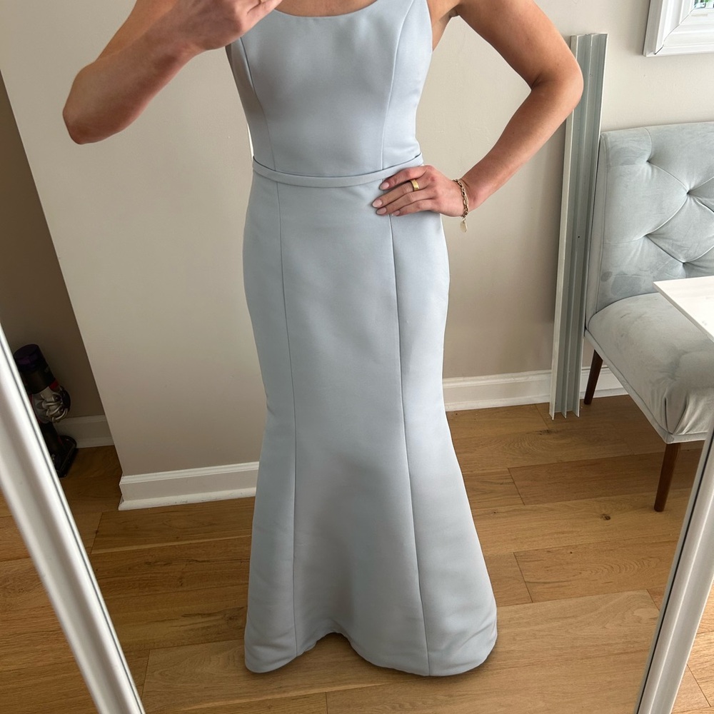 Amsale Blue Maxi Dress Elegant Flowing Design